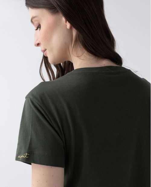 Camiseta para mujer verde con motivos estampados