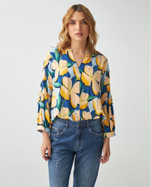 Camisa para mujer con estampado floral y bolero en la espalda
