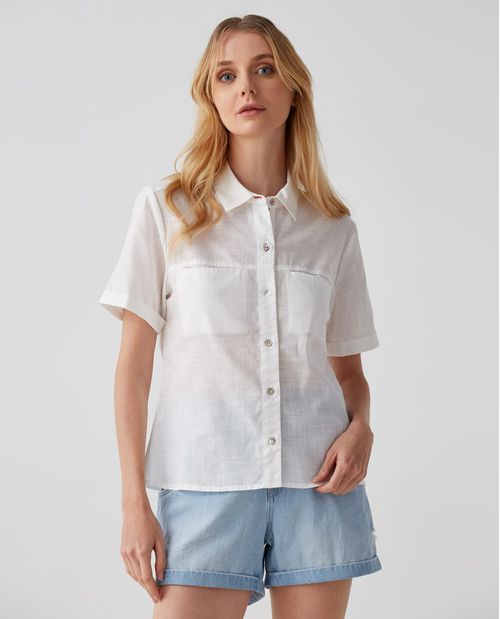 Camisa para mujer blanca manga corta 100% algodón