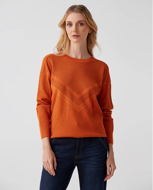 Suéter para mujer con punto calado en mezcla de modal
