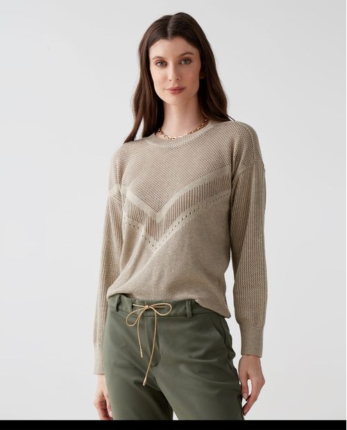 Suéter para mujer con punto calado en mezcla de modal