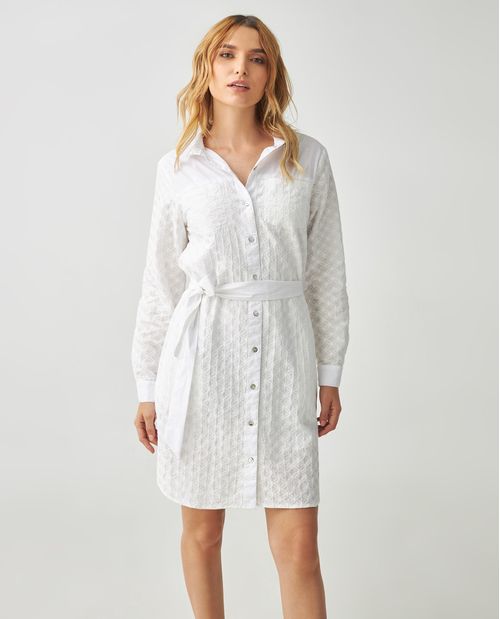 Vestido corto para mujer 100% algodón con bordados a tono