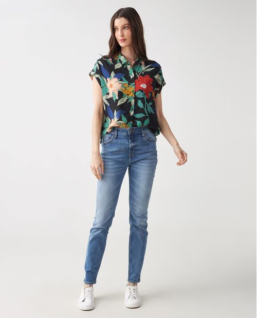 Camisa para mujer con estampado de flores