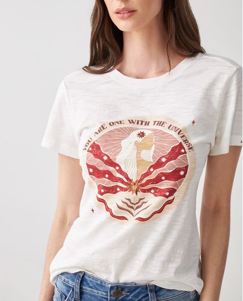 Camiseta para mujer con estampado metalizado
