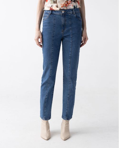 Jean para mujer Straight azul con cortes verticales