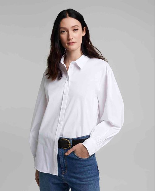 Camisa para mujer blanca con mangas globo