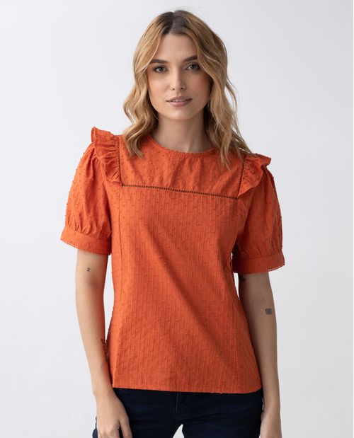 Camisa para mujer romántica con textura 100% algodón