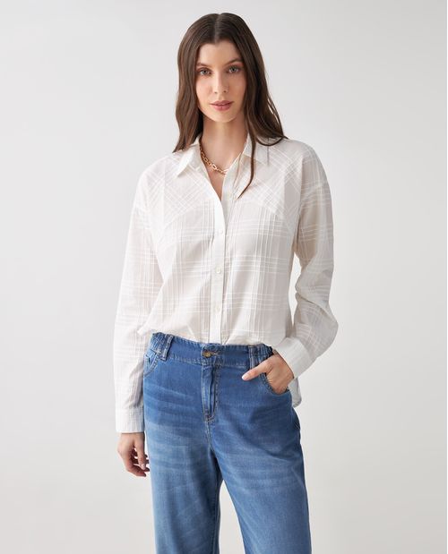 Camisa para mujer elegante con cuadros a tono 100% algodón