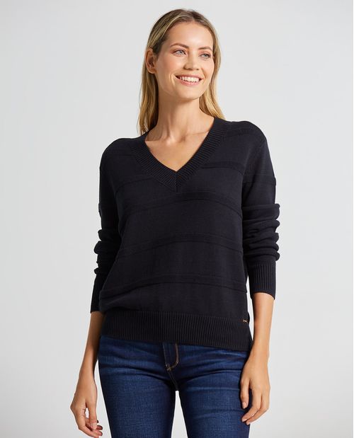 Suéter para mujer con textura de rayas 100% algodón