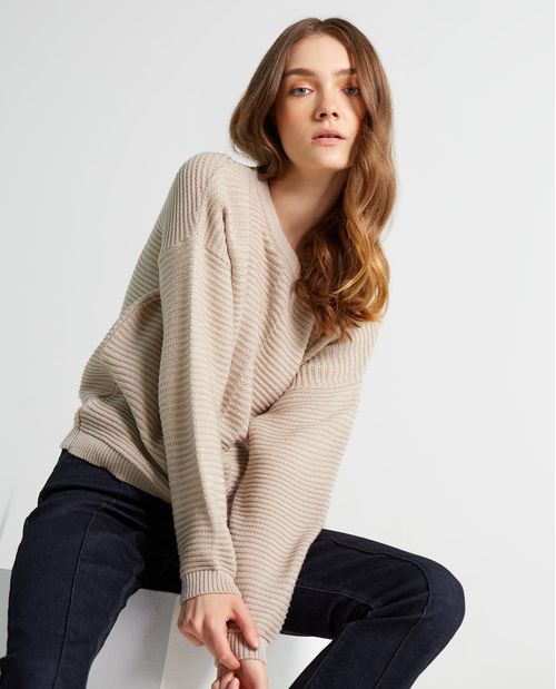 Suéter para mujer holgado con textura de rayas