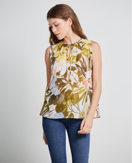 Camisa con estampado floral 100% algodón