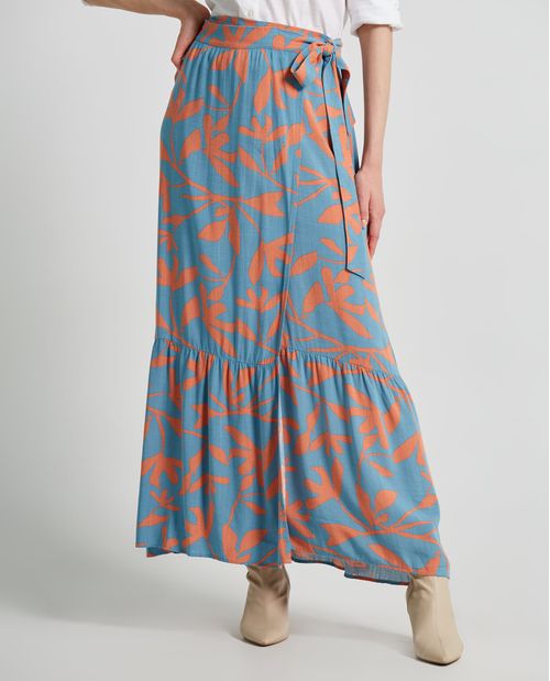 Falda midi para mujer cruzada con bolero y diseño estampado