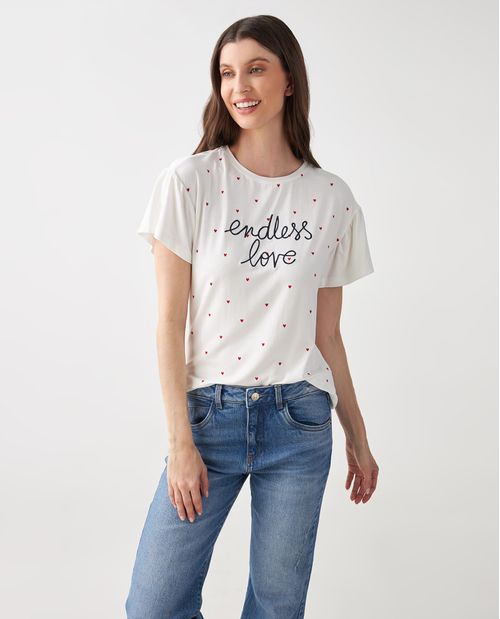 Camiseta para mujer con bordados y boleros en las mangas