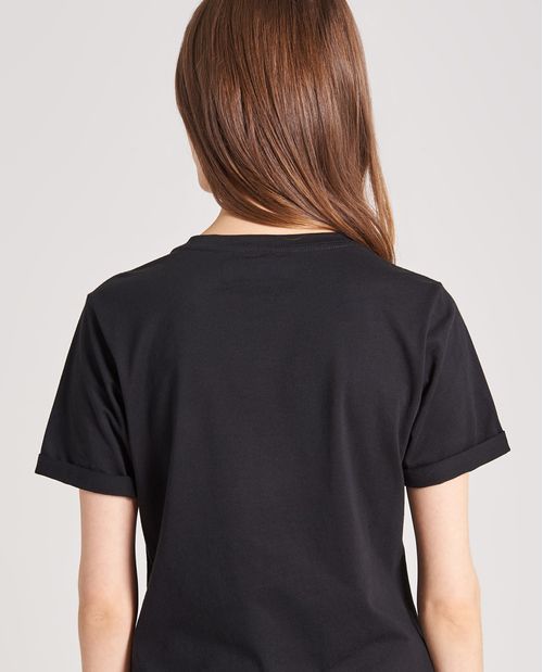 Camiseta negra estampada para mujer