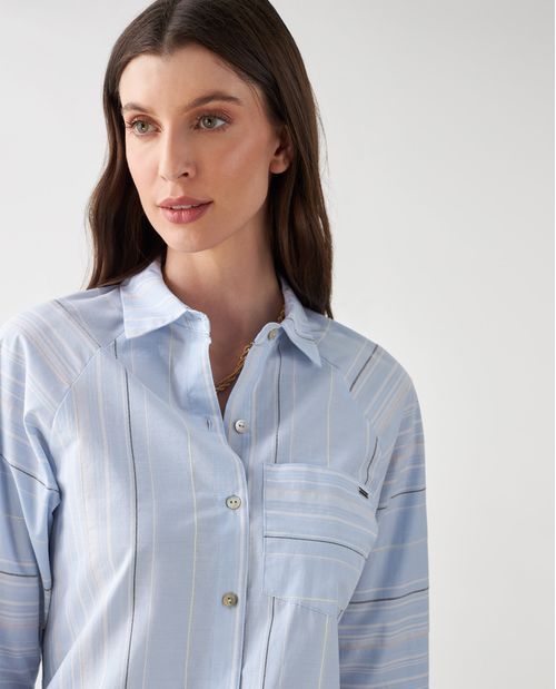 Camisa para mujer azul con diseño a rayas elegante
