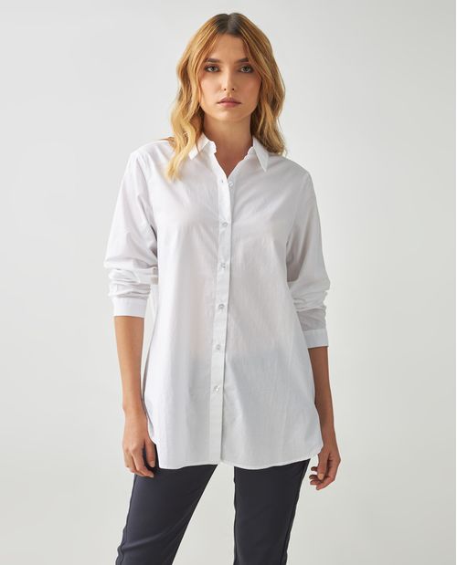 Camisa para mujer blanca con cuello 100% algodón