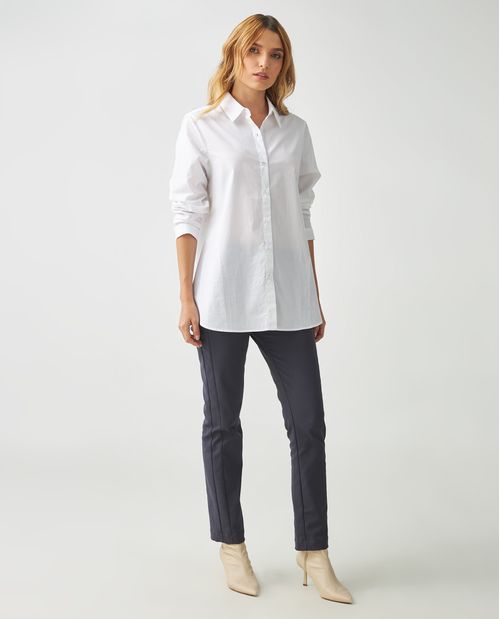Camisa para mujer blanca con cuello 100% algodón