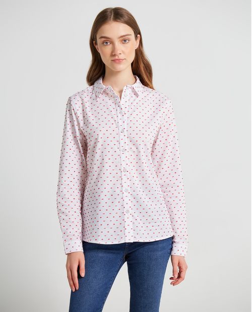 Camisa para mujer con textura de plumeti 100% algodón