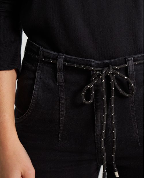 Jean Culotte para mujer negro con cinturón extraíble