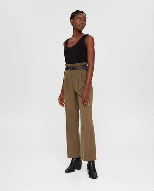 Pantalón para mujer estilo Paper Bag con cinturón sintético
