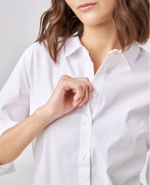 Camisa para mujer blanca elegante con algodón elástico