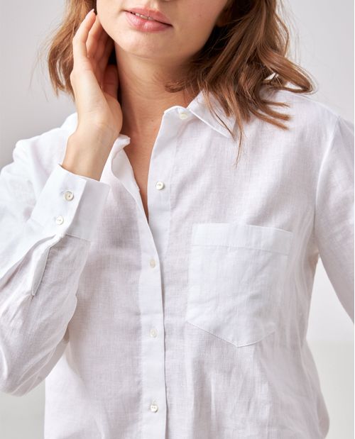Camisa para mujer blanca elegante con lino