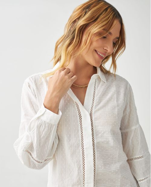 Camisa para mujer blanca con textura 100% algodón