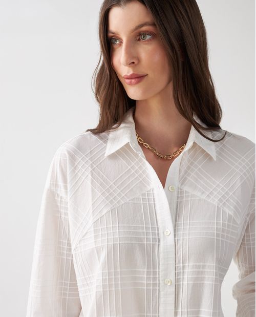 Camisa para mujer elegante con cuadros a tono 100% algodón