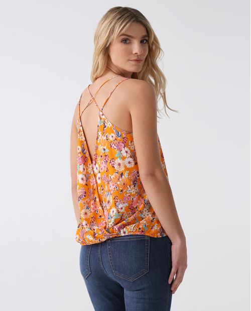 Camisa con estampado de flores y diseño cruzado