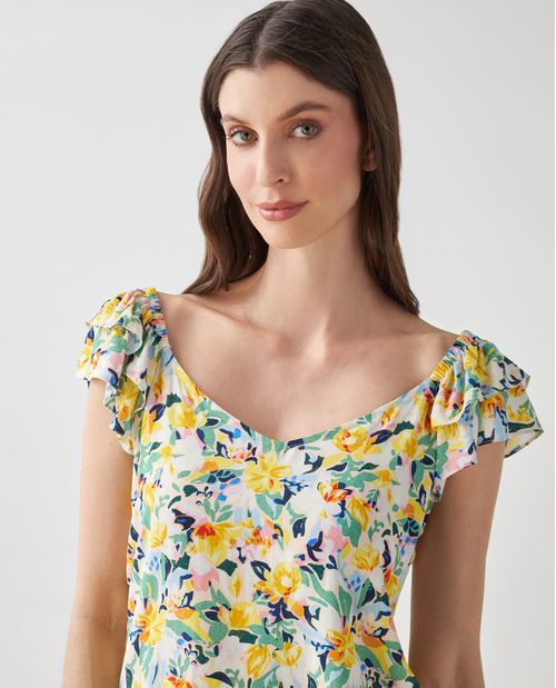 Camisa para mujer con estampado floral y boleros