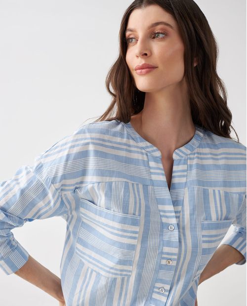 Camisa para mujer con diseño a rayas estilo túnica