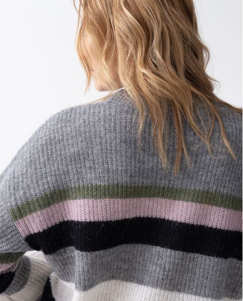 Suéter para mujer con bloques de color en mezcla de alpaca