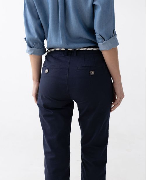 Pantalón para mujer chino con cinturón
