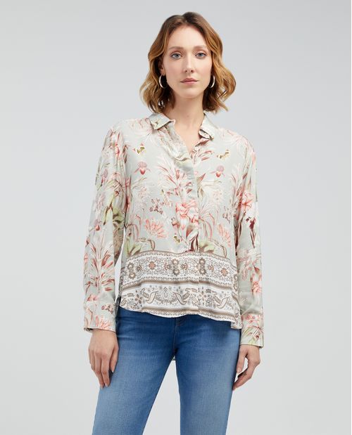 Camisa con estampado floral para mujer