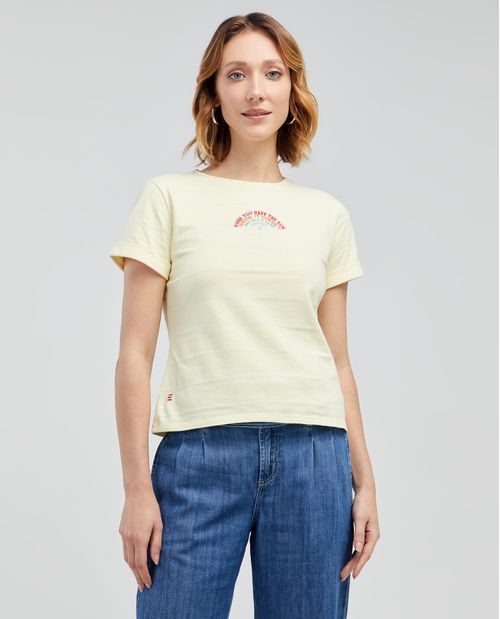 Camiseta con bordado frontal para mujer