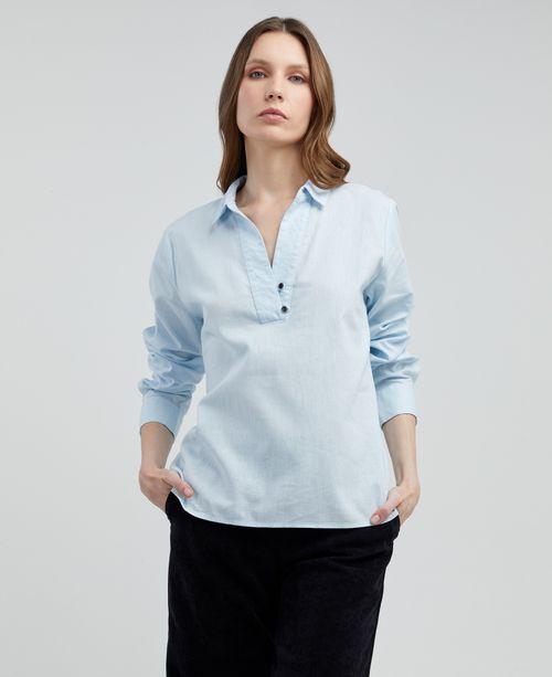 Camisa de manga larga con cuello clásico para mujer