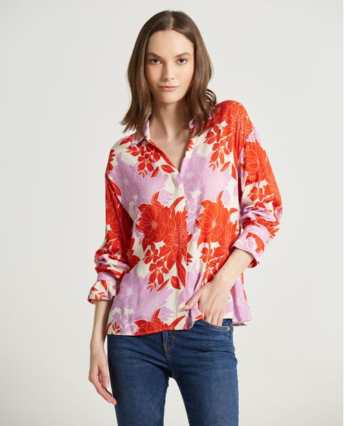 Camisa clásica para mujer con estampado floral