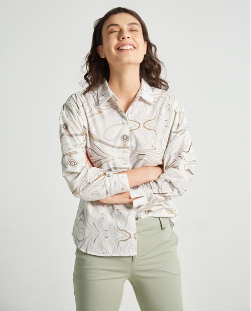 Camisa manga larga con estampado abstracto para mujer