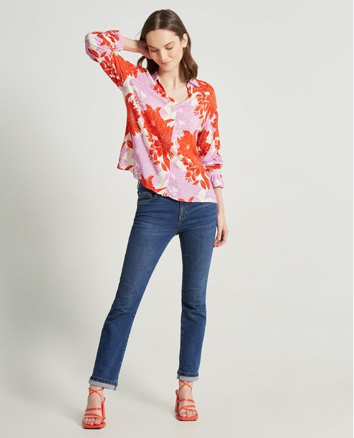 Camisa clásica para mujer con estampado floral