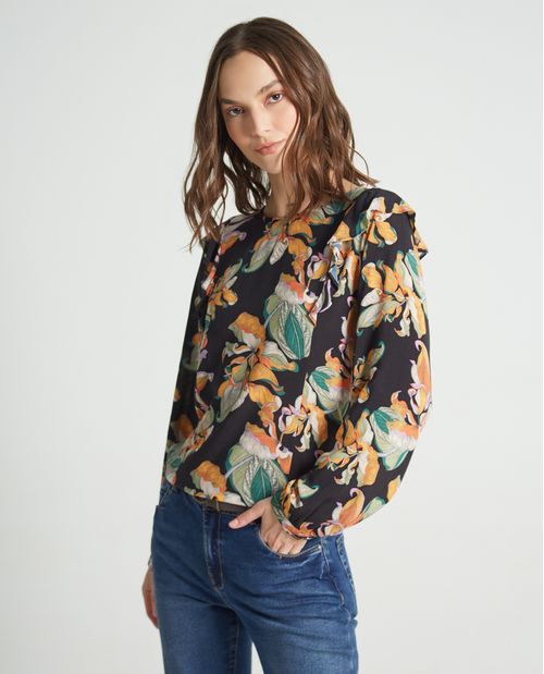 Camisa para mujer con estampado de flores