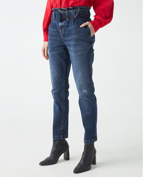 Jean Skinny para mujer con detalle de pinzas y cinturón