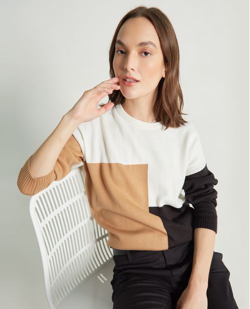 Suéter para mujer con bloques de color