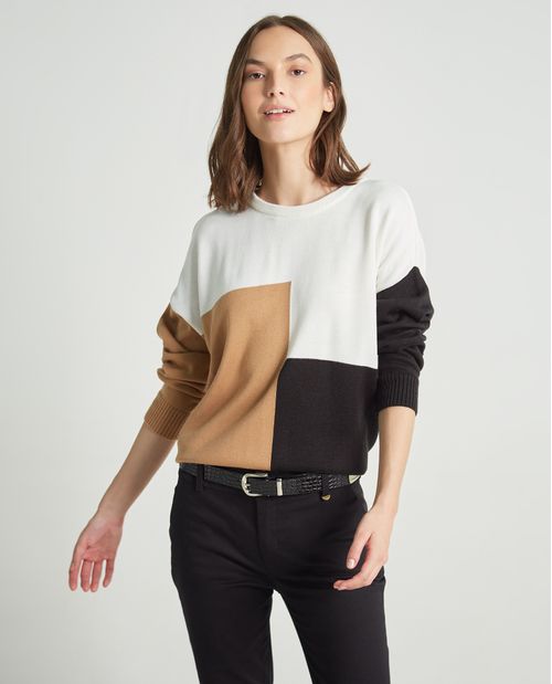 Suéter para mujer con bloques de color