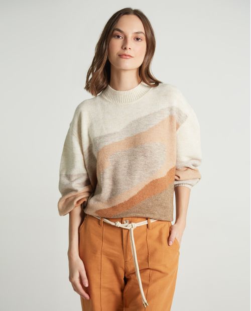 Suéter tejido con bloques de color en diagonal para mujer