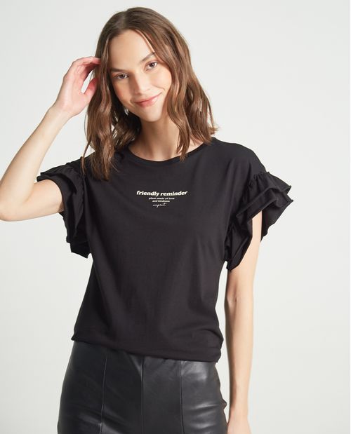 Camiseta 100% algodón con estampado pequeño para mujer