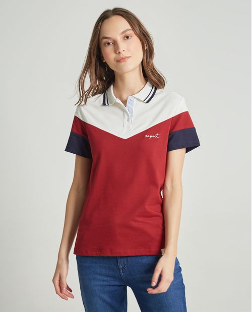 Camiseta tipo polo para mujer con bloques de color para mujer