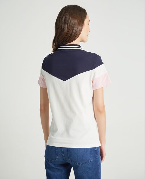 Camiseta tipo polo para mujer con bloques de color para mujer