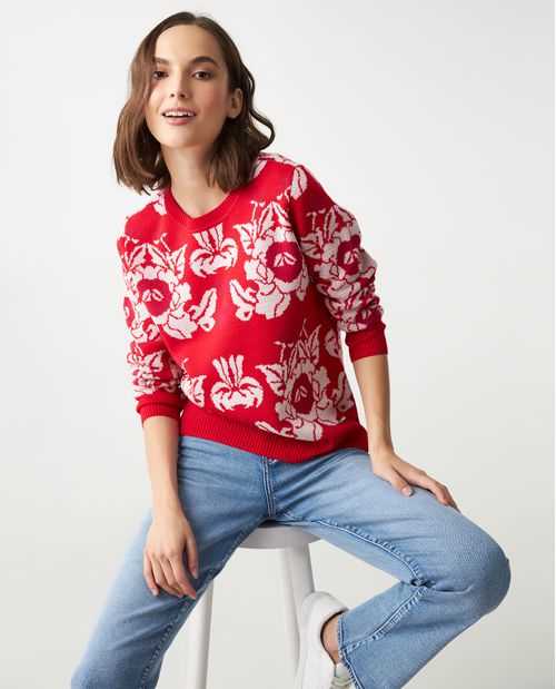 Suéter para mujer cuello redondo con estampado
