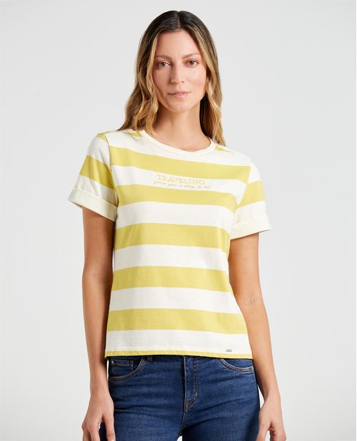 Camiseta con franjas de color para mujer