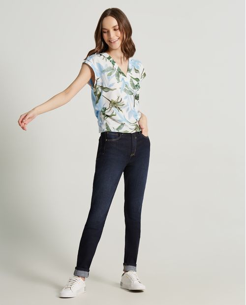 Jean skinny con costuras en contraste para mujer